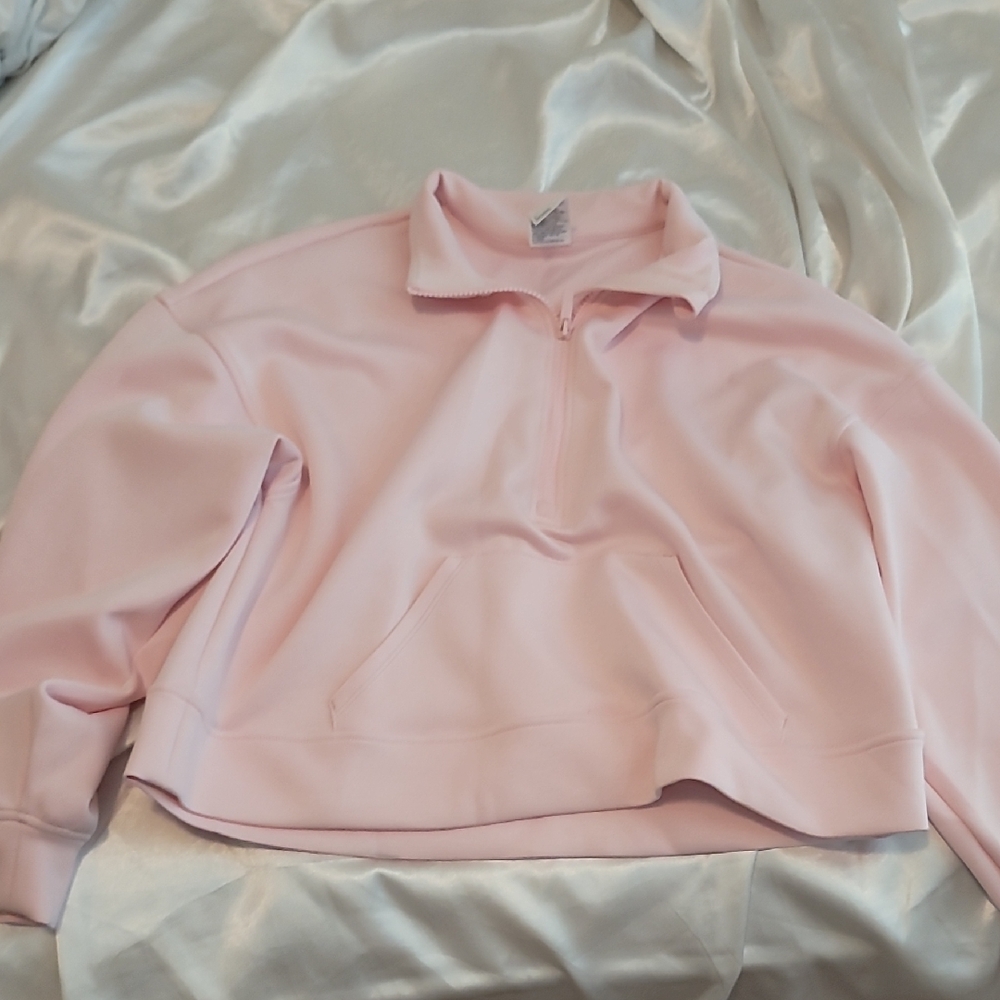 all in motion Pale Pink Cropped Half-Zip Sweatshirt